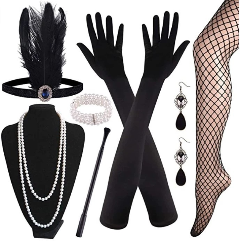 1920s Flapper Costume Accessories Set For Womens Vintage Party